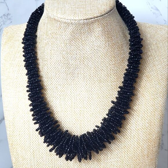 Black SEED BEAD Elaborate Beaded Necklace - Picture 1 of 9